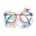 Colorfull glasess printable sticker with watercolor