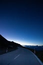 colorfull night landscape wtih star sky. astrophotography in Alps mountains