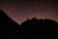 colorfull night landscape wtih star sky. astrophotography in Alps mountains