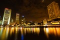 Colorfull Night scene of Singapore river, Clark query Royalty Free Stock Photo