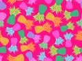 Colorfull pineapples seamless pattern. Summer fruit pattern. Multicolored pineapples. Tropical background for T-shirt, print on