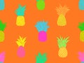 Colorfull pineapples seamless pattern. Summer fruit pattern. Multicolored pineapples. Tropical background for T-shirt, print on