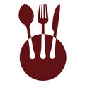 Colorfull plate with cutlery icon image Royalty Free Stock Photo