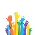 Colorfull raised hands poster