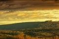 Colorfull morning with Pajstun castle and village beneath