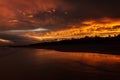 Colorfull sunset at Noosaville beach, Sunshine Coast, Australia. Royalty Free Stock Photo