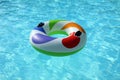 Swim ring floating on swimming pool