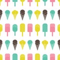 Colorfull Vector Ice cream repeat seamless pattern. Bright colors