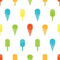Colorfull Vector Ice cream repeat seamless pattern. Bright colors on white backgound