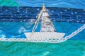 Colorfull Water colors quilt 100% coton with boats details