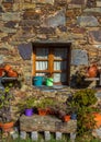 Colorfull Window of a Figueira House a Schist village in Portugal