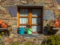 Colorfull Window of a Figueira House a Schist village in Portugal