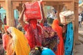 Colorful Dress of Female Devotees On Hindu Pilgrimage, India Royalty Free Stock Photo