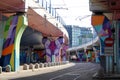 Colorfully painted pillars of Basarab overpass bridge in Grozavesti area in Bucharest on May 20, 2022