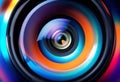 Colorfully stylized video camera lens close up Royalty Free Stock Photo