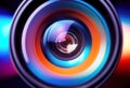 Colorfully stylized video camera lens close up Royalty Free Stock Photo