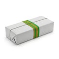 Colorfully wrapped rectangular gift box on white background Royalty Free Stock Photo