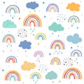 Hand drawn raindrop and cloud pattern Royalty Free Stock Photo