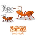 Coloring animals ants vector cartoon for kids