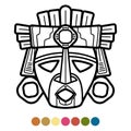 Coloring atzec, african, mexican mask