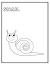 Cute baby snail black and white coloring page with name. Great for toddlers and kids any age.
