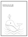 Cute baby whale black and white coloring page with name. Great for toddlers and kids any age.