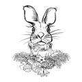 Coloring book for adult and children. Pattern. Christmas and hare hand-drawn decorative elements in vector. New Year