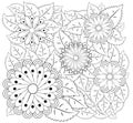 Coloring book for adult and older children. Coloring page with vintage flowers pattern