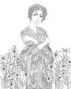 Coloring book for adults with beautiful lady Royalty Free Stock Photo