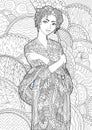 Coloring book for adults with beautiful lady Royalty Free Stock Photo