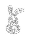 Coloring book for adults and children. Rabbit silhouette, art therapy. Hand drawn vector illustration Royalty Free Stock Photo