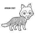 Coloring book, African civet Royalty Free Stock Photo