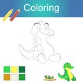Coloring book with animal outline artwork page vector illustration.