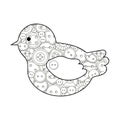 Coloring book. Animals, A Bird. Hand-drawn vector illustrations decorated with decorative buttons for sewing. Vector Royalty Free Stock Photo