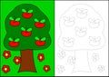 Coloring book-apple tree Royalty Free Stock Photo