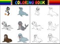 Coloring book with arctic animals collection