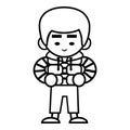 Coloring book, Asian boy in the gilet Royalty Free Stock Photo