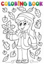 Coloring book with autumn theme 2 Royalty Free Stock Photo