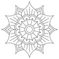 Coloring book with beautiful flower black and white mandala. Vector design Royalty Free Stock Photo