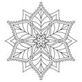 Coloring book with beautiful  mandala. Flower black and white vector design Royalty Free Stock Photo