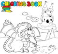 Coloring book with big dragon 1 Royalty Free Stock Photo