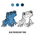 Coloring book, Blue poison dart frog Royalty Free Stock Photo