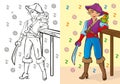 Coloring Book Of Boy In Pirate Costume