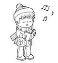 Coloring book, Boy singing a Christmas song