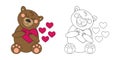 coloring book braun teddy bear with hearts