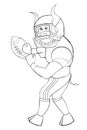 Coloring book bull plays American football. Cartoon style. Isolated image on white background. Royalty Free Stock Photo