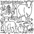 Coloring book, Cartoon farm animals Royalty Free Stock Photo