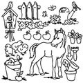 Coloring book, Cartoon farm animals Royalty Free Stock Photo