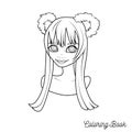 Coloring book with cartoon girl with funny animal ears