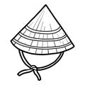 Coloring book, cartoon headwear, Asian conical hat